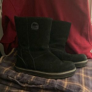 Sorel black suede waterproof winter boots